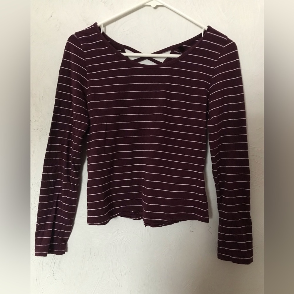 Maroon Stripped Long Sleeve Shirt